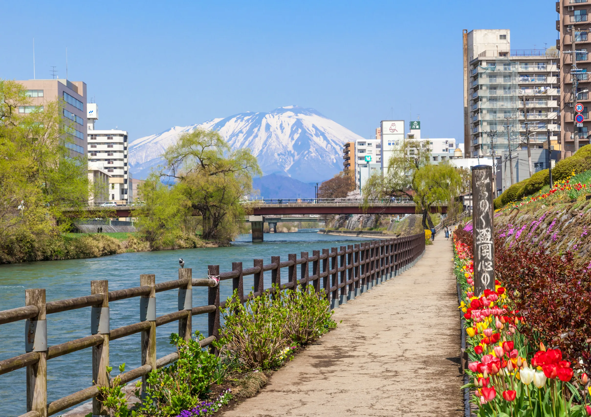 私たちについてページのメイン写真「岩手山と川」