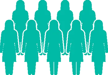 大勢の女性のピクトグラム
